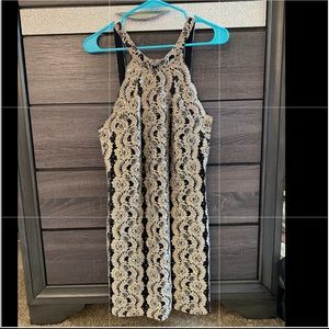 Joseph Ribkoff Black and Gold Dress